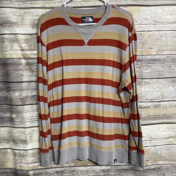 The North Face Men's Medium Striped Long Sleeve Shirt Pullover Sweater Preppy - Picture 1 of 6